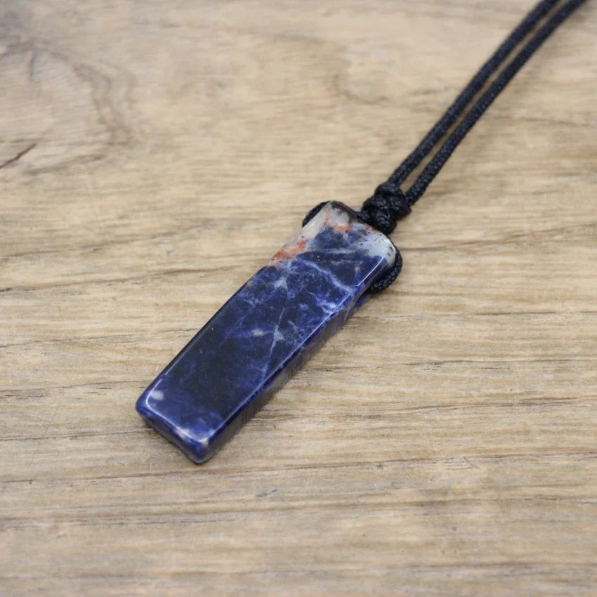 Natural Stone Necklace Buddha Pendant - Copper & Gemstone Rectangle | Buddhive