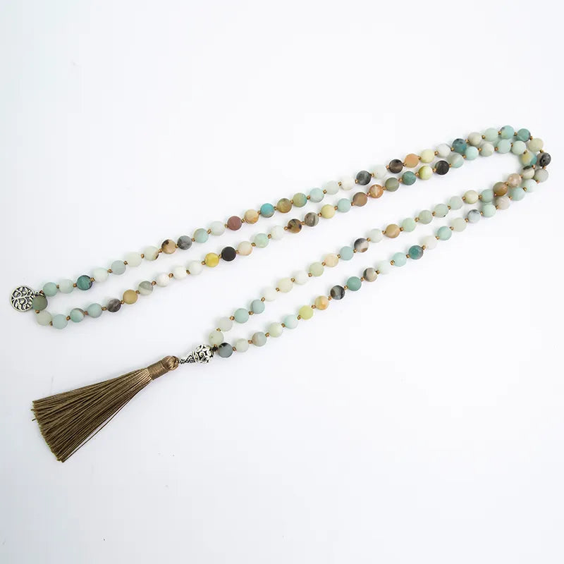 Amazonite Mala Beads 108 - Tibetan Prayer Necklace for Meditation & Balance | Buddhive