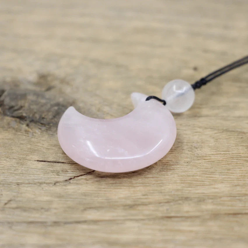 Crescent Moon Gemstone Necklace Natural Stone Half Moon Pendant | Buddhive