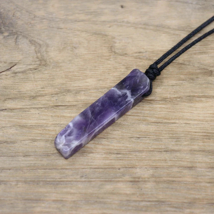Natural Stone Necklace Buddha Pendant - Copper & Gemstone Rectangle | Buddhive