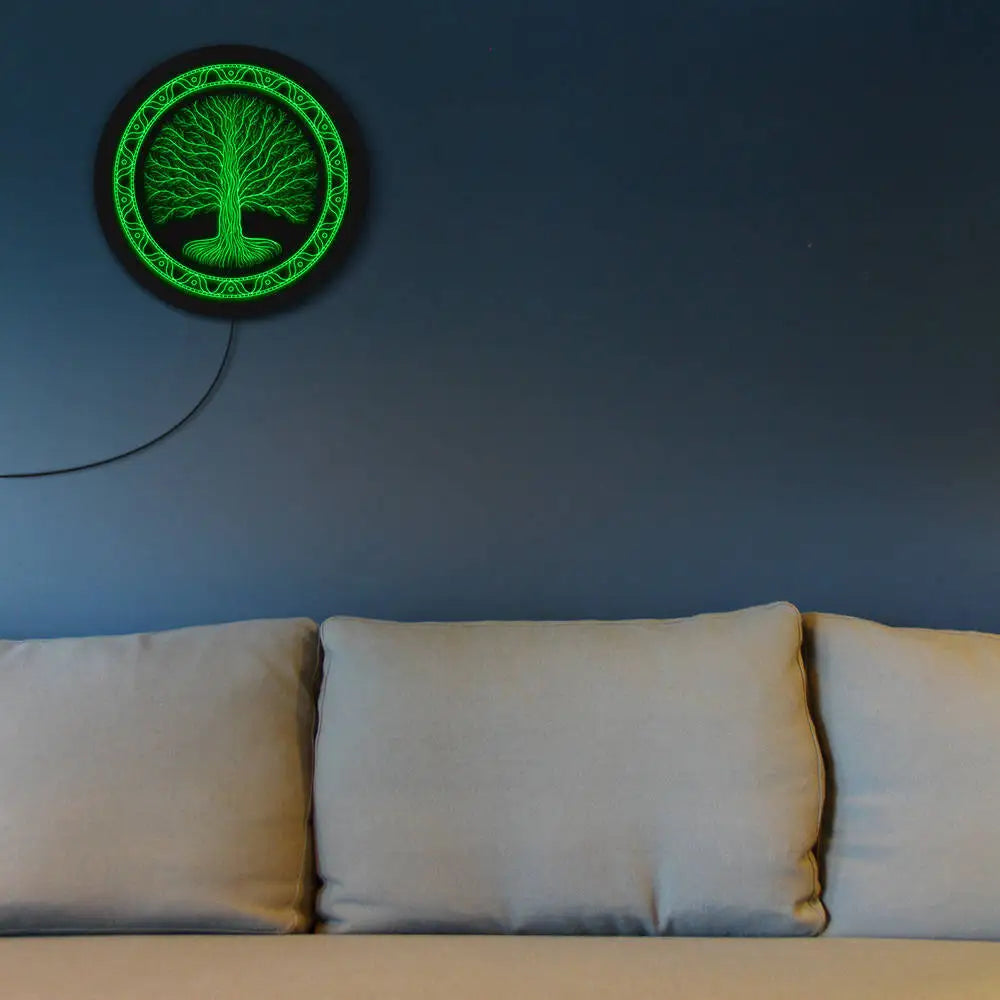 Tree of Life Wall Lamp LED - Dimmable Zen Decor Light - Sacred Symbol Illumination | Buddhive