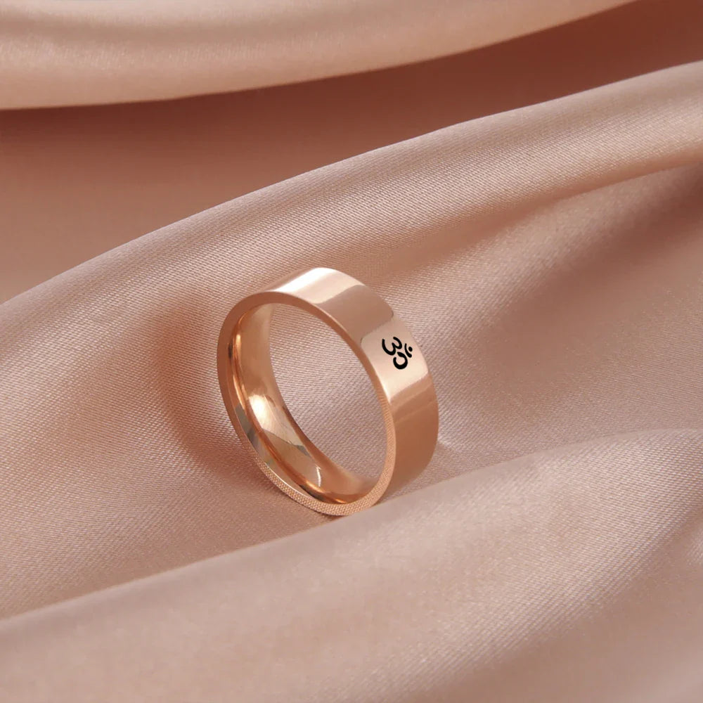 Om Ring Stainless Steel Buddhist Jewelry - Sacred Symbol Mantra Band | Buddhive