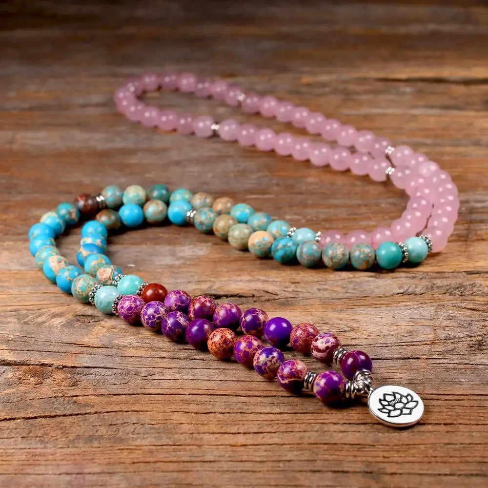 Tibetan Quartz Mala Beads Bracelet - 8mm Natural Stone - Meditation Prayer Jewelry | Buddhive