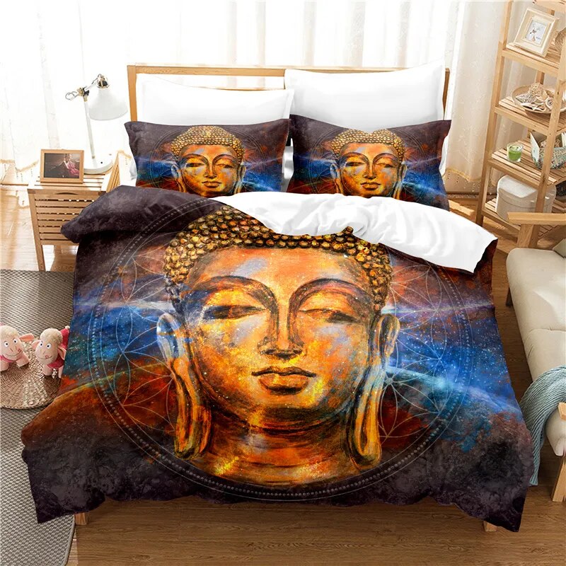 Buddha Duvet Cover Set - 3D Spiritual Bedding Microfiber Polyester - Zen Bedroom Decor | Buddhive
