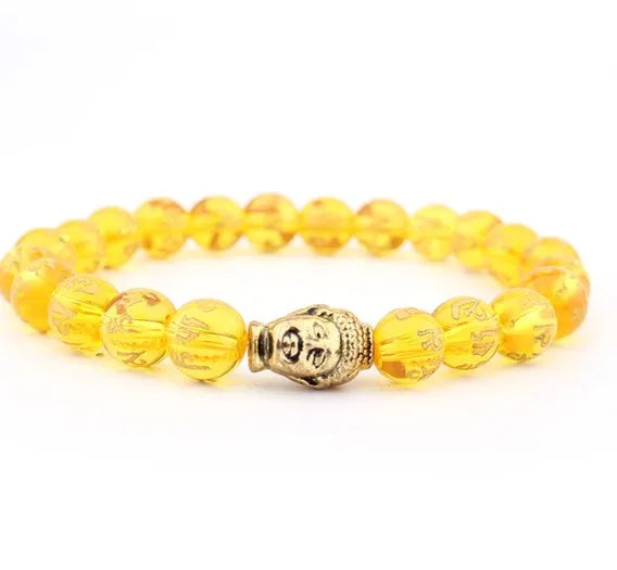 Citrine Buddha Bracelet - Natural Stone & Copper - Buddhist Jewelry | Buddhive