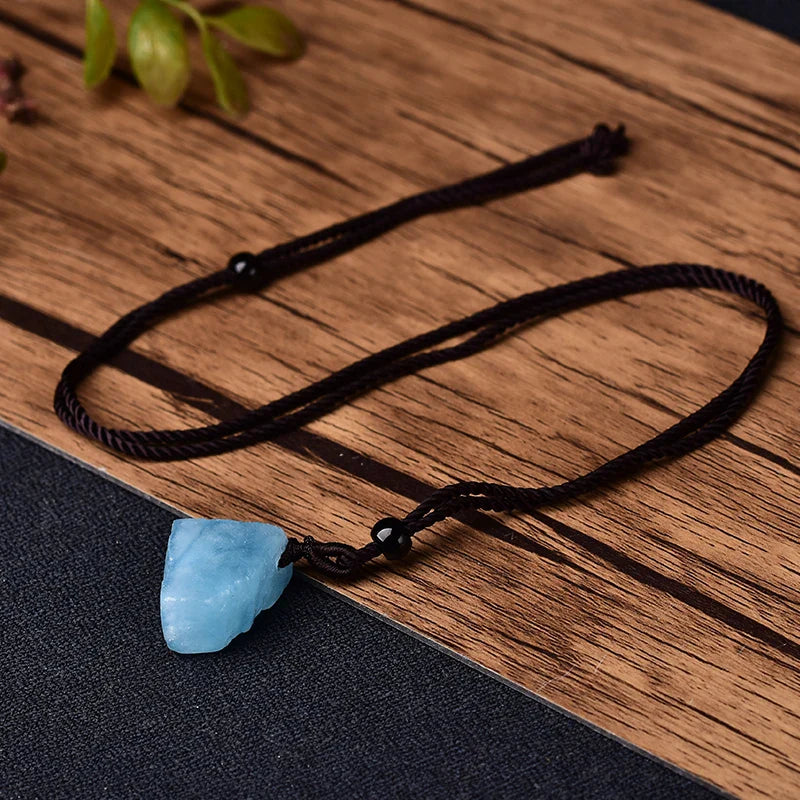 Blue Quartz Necklace - Natural Stone Buddhist Pendant - Healing Crystal Jewelry | Buddhive