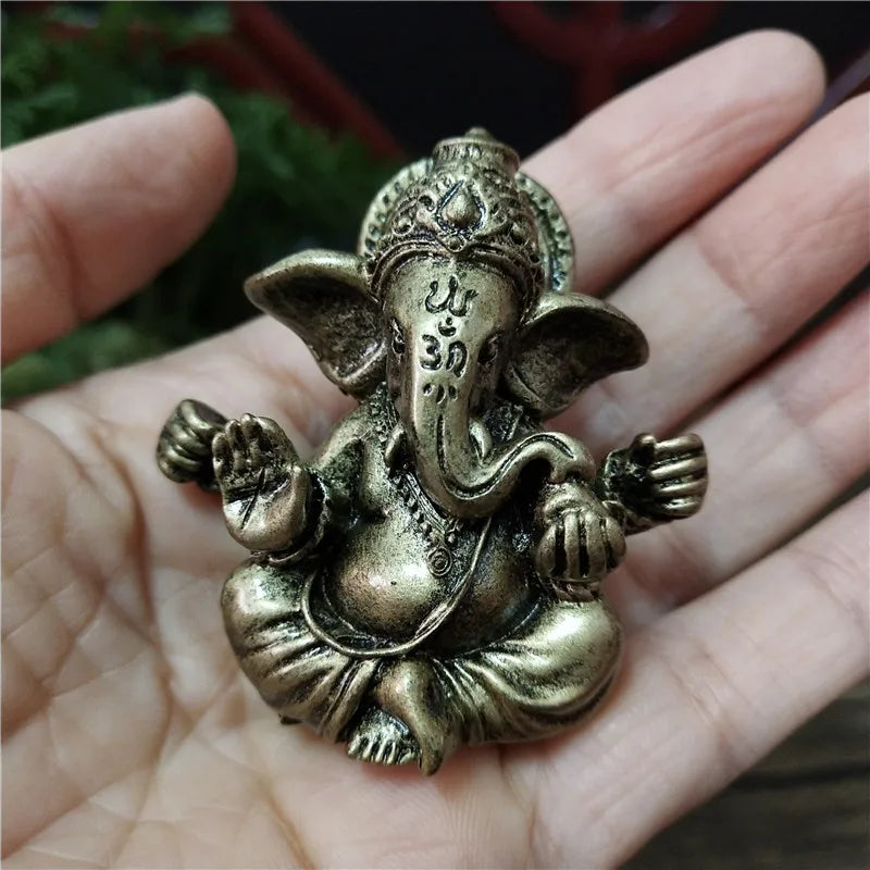 Ganesh Statue Resin Bronze Finish - Handcrafted Hindu Elephant God Figurine | Buddhive