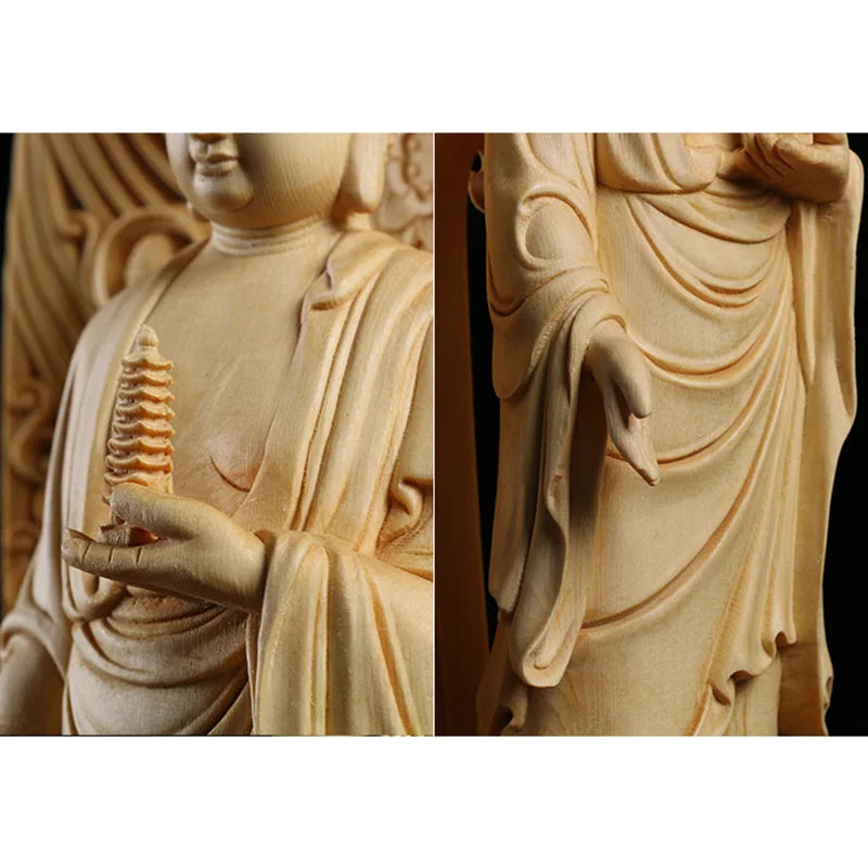 Buddha Statue Solid Wood Medicine Buddha 17 Inch Hand Carved Buddhist Figurine | Buddhive