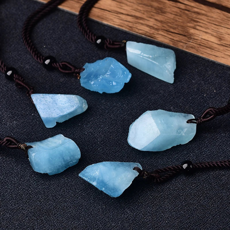 Blue Quartz Necklace - Natural Stone Buddhist Pendant - Healing Crystal Jewelry | Buddhive