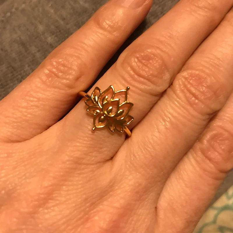 Lotus Ring Stainless Steel Buddhist Symbol - Elegant Spiritual Jewelry for Women | Buddhive