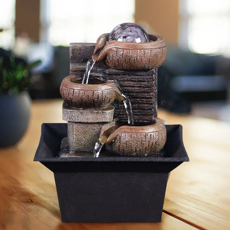 Desktop Zen Fountain - Resin Water Fountain with Buddha - Meditation & Office Decor | Buddhive