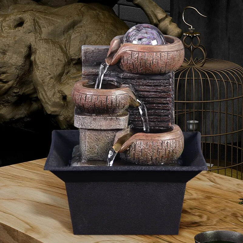 Desktop Zen Fountain - Resin Water Fountain with Buddha - Meditation & Office Decor | Buddhive