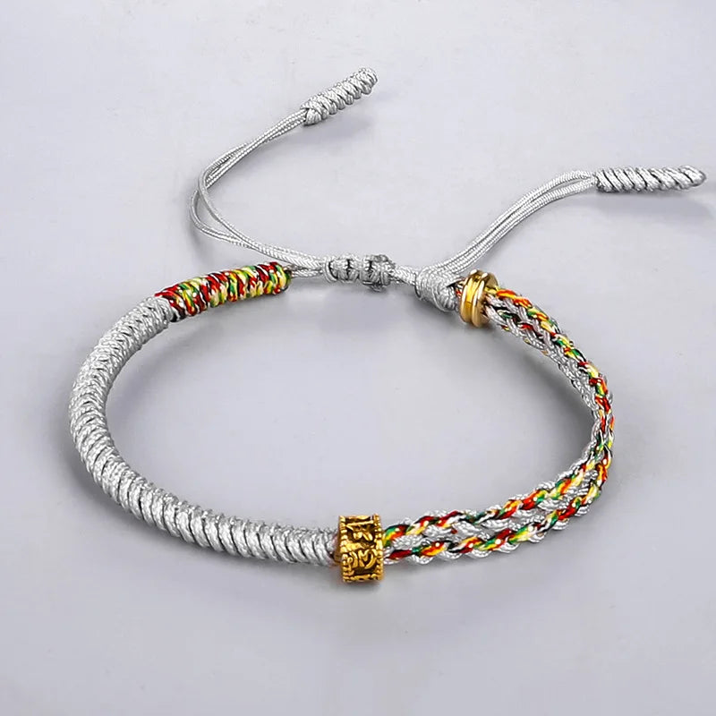 Tibetan Buddhist Monk Bracelet - Handwoven Black & Yellow Cotton Rope | Buddhive