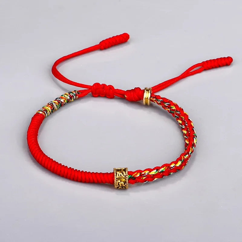 Tibetan Buddhist Monk Bracelet - Handwoven Black & Yellow Cotton Rope | Buddhive