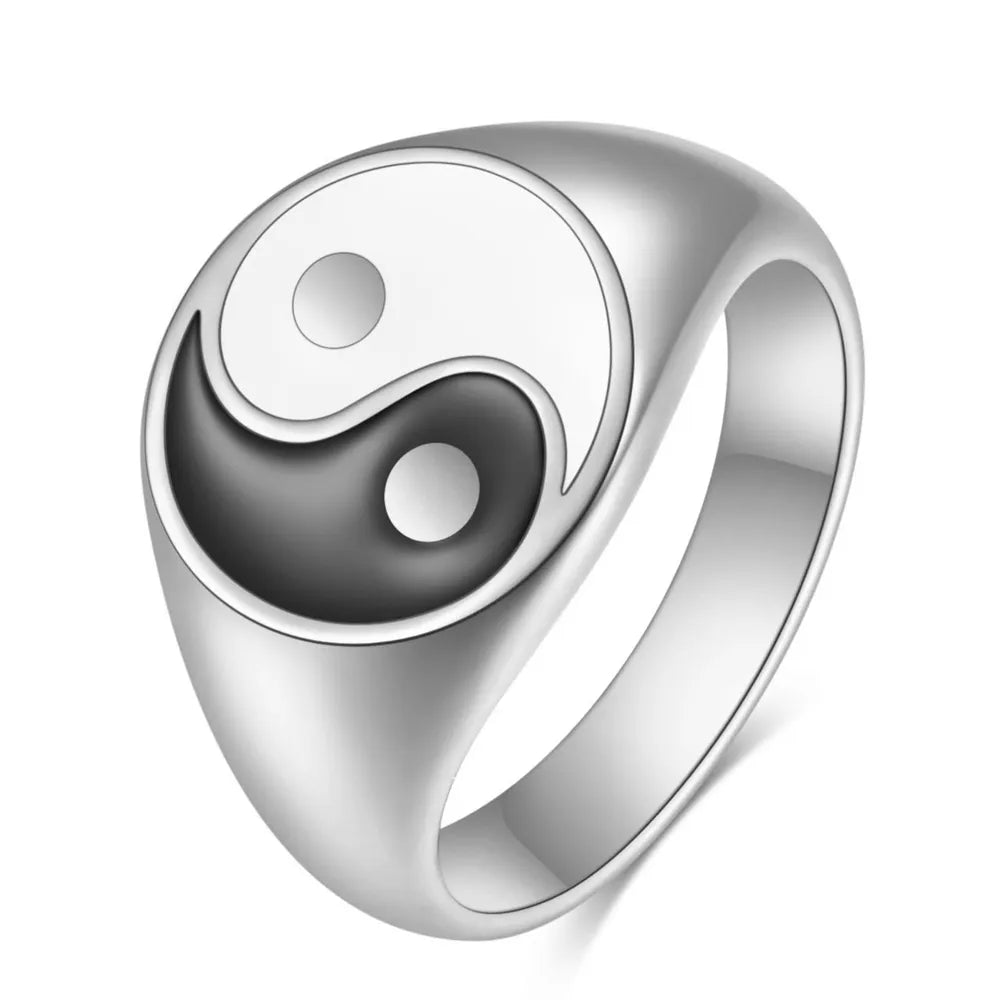 Yin Yang Ring Stainless Steel Gold Plated Buddhist Symbol Jewelry | Buddhive