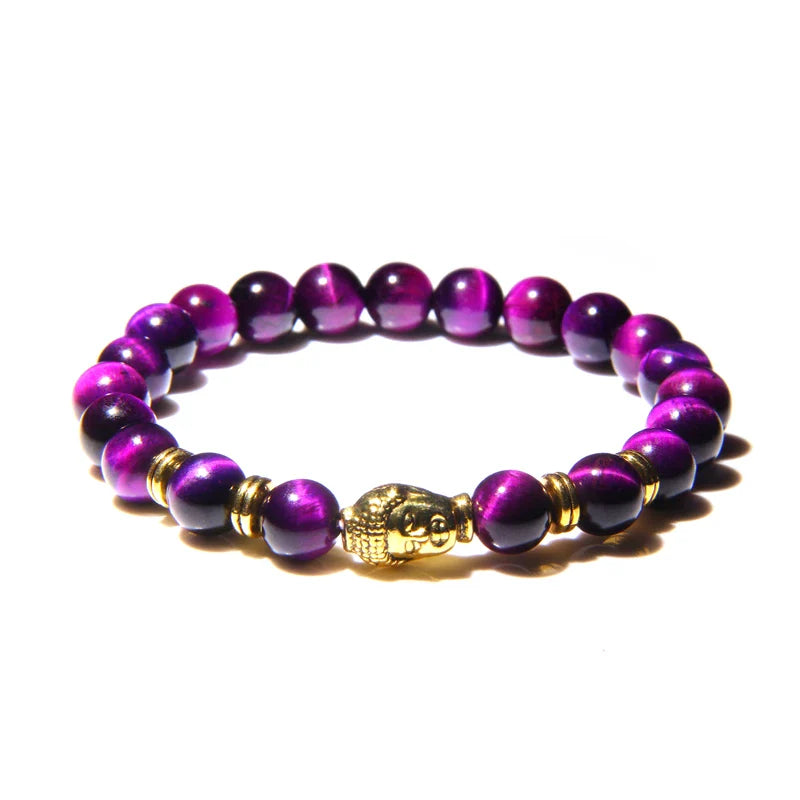 Blue Tiger Eye Buddha Bracelet - Handmade Gemstone Beads with Buddha Charm | Buddhive
