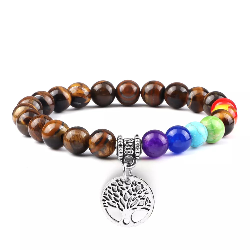 7 Chakra Bracelet Tree of Life Charm Natural Stone - Healing Energy & Balance | Buddhive