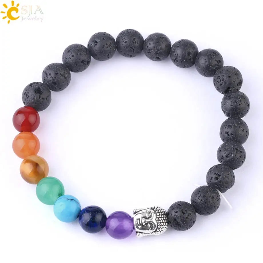 7 Chakra Bracelet with Buddha Head - Natural Stone Energy Healing Jewelry | Buddhive