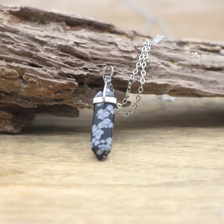 Hexagonal Stone Necklace - Natural Gemstone Pendant - Tiger's Eye & Obsidian | Buddhive