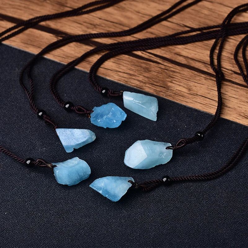 Blue Quartz Necklace - Natural Stone Buddhist Pendant - Healing Crystal Jewelry | Buddhive