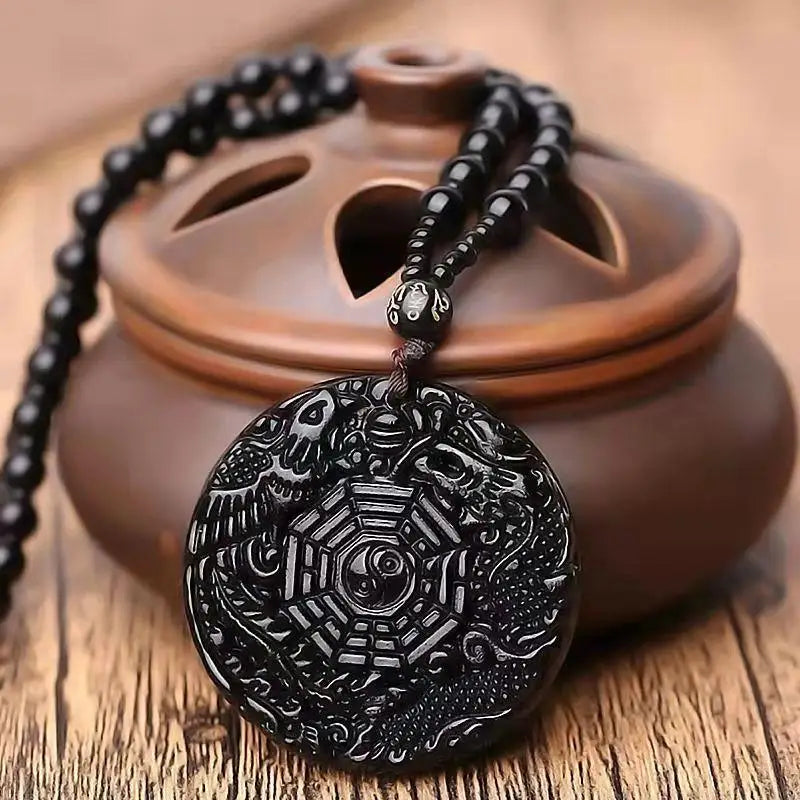 Yin Yang Pendant Black Stone Buddhist Amulet - Harmony & Balance Necklace | Buddhive