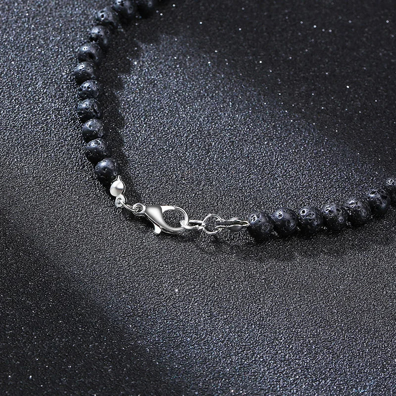 Buddhist Necklace Tiger Eye & Lava Stone - Natural Gemstone Mala Pendant | Buddhive