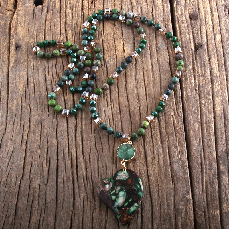 Blue Heart Gemstone Necklace - Natural Stone Pendant - Buddhist Jewelry | Buddhive