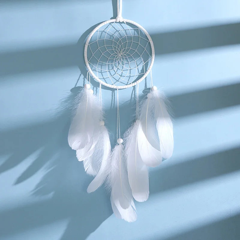 Feather Dreamcatcher Wall Hanging - Organic Materials Boho Style - Bedroom Decor | Buddhive