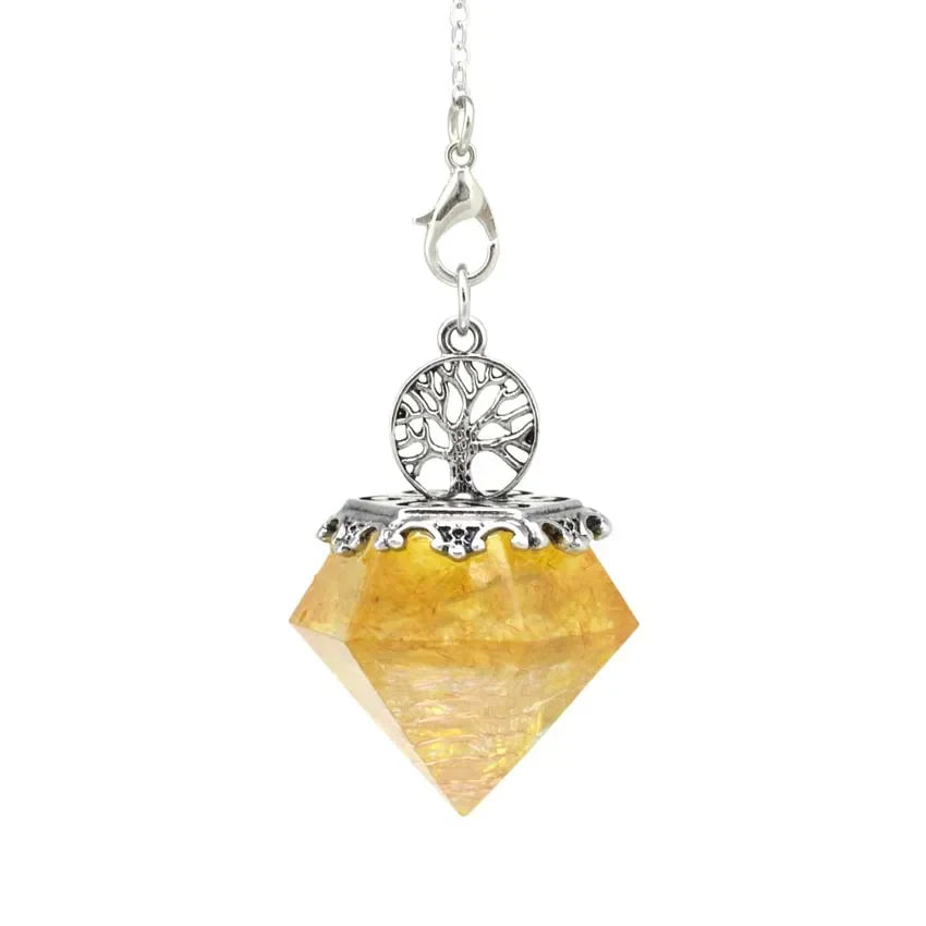 Natural Stone Diamond Pendant Necklace - Gemstone Buddhist Jewelry for Meditation | Buddhive