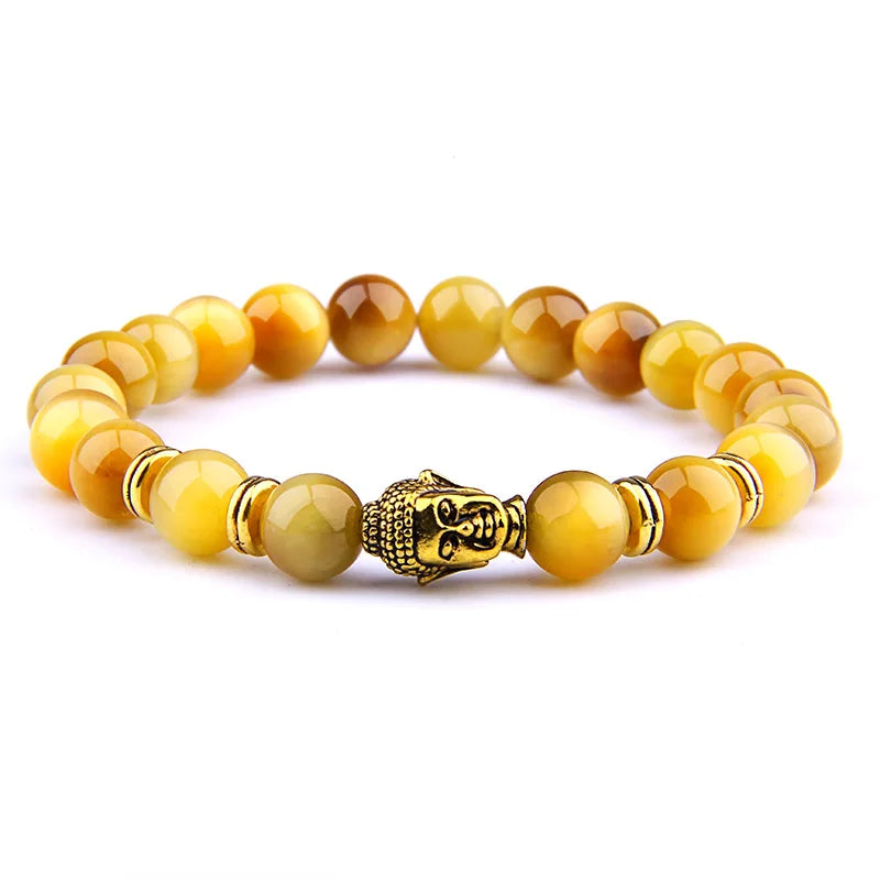 Blue Tiger Eye Buddha Bracelet - Handmade Gemstone Beads with Buddha Charm | Buddhive