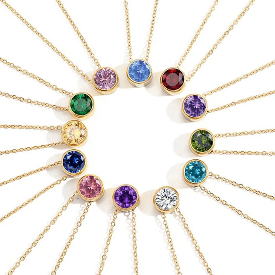 Birthstone Necklace Natural Gemstone Pendant - Personalized Crystal Jewelry | Buddhive