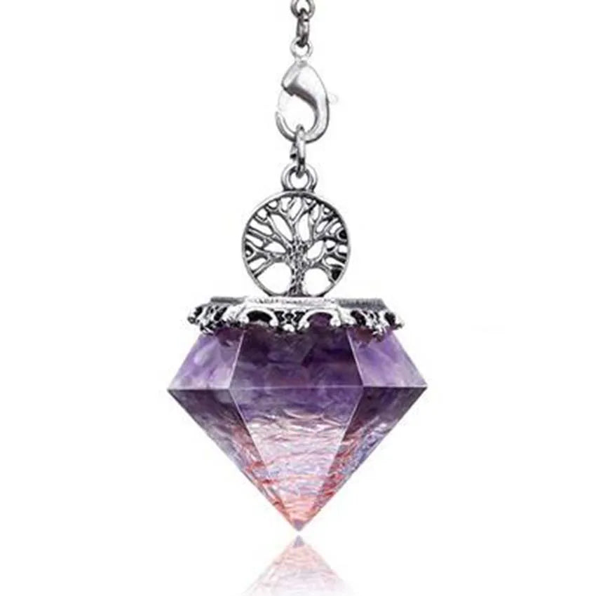 Natural Stone Diamond Pendant Necklace - Gemstone Buddhist Jewelry for Meditation | Buddhive