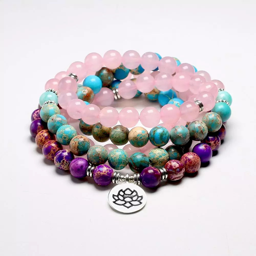Tibetan Quartz Mala Beads Bracelet - 8mm Natural Stone - Meditation Prayer Jewelry | Buddhive