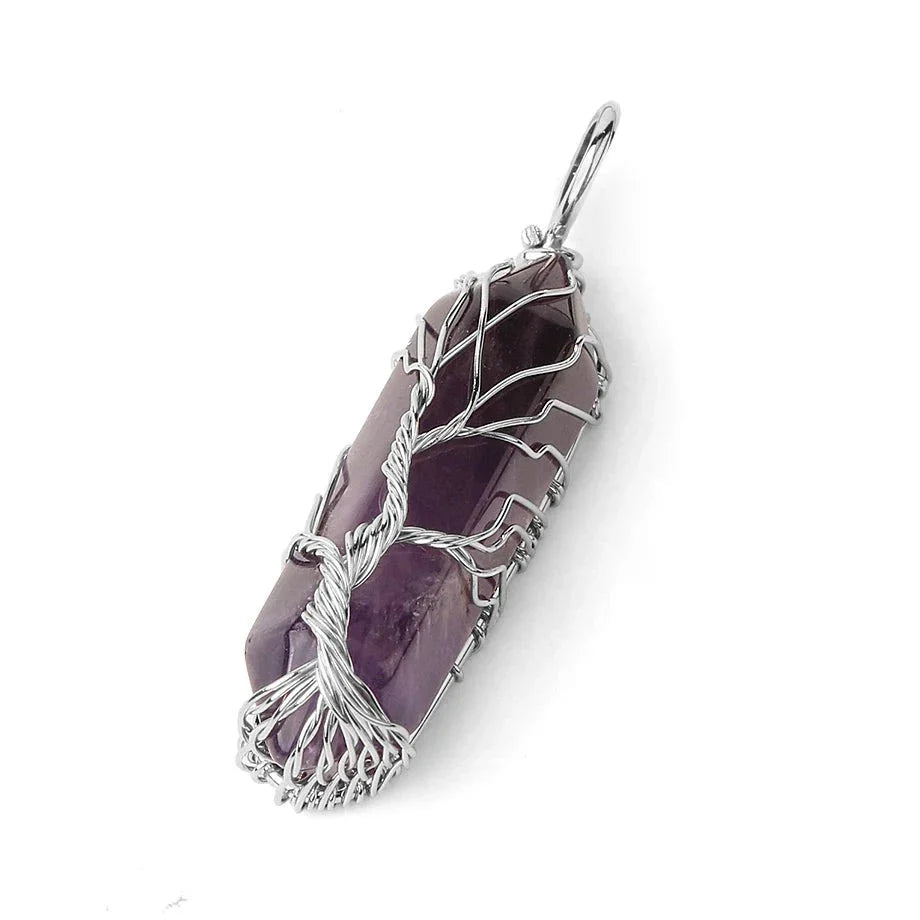 Tree of Life Necklace Natural Amethyst Stone Crystal Pendant | Buddhist Healing Jewelry | Buddhive
