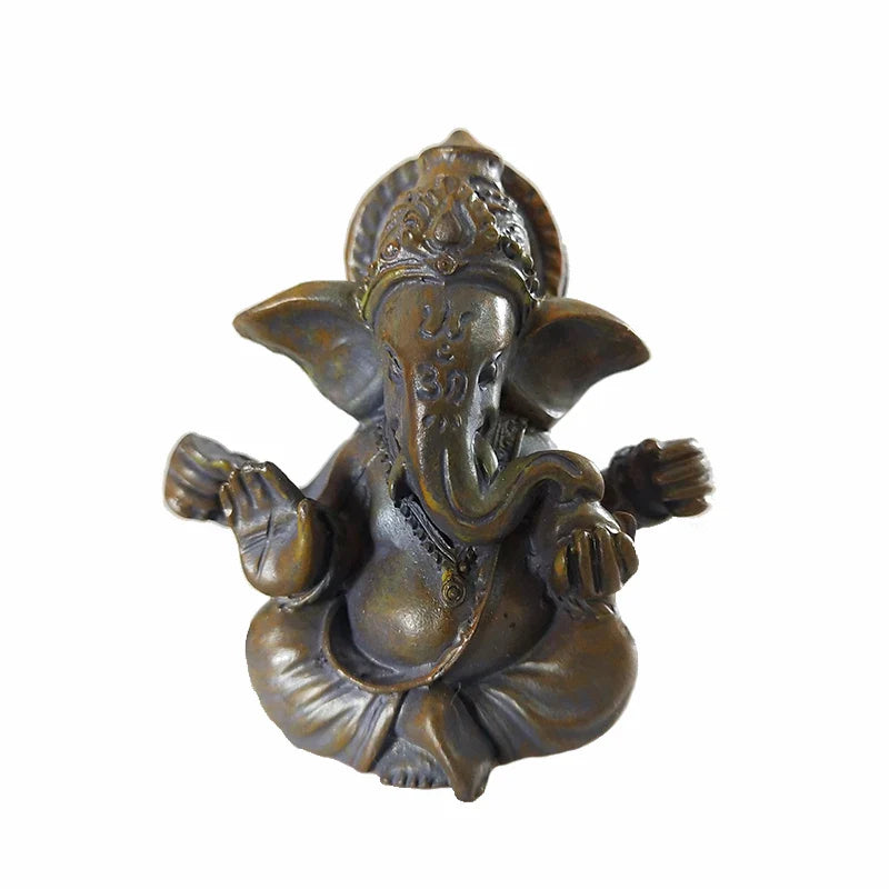 Ganesh Statue Resin Bronze Finish - Handcrafted Hindu Elephant God Figurine | Buddhive