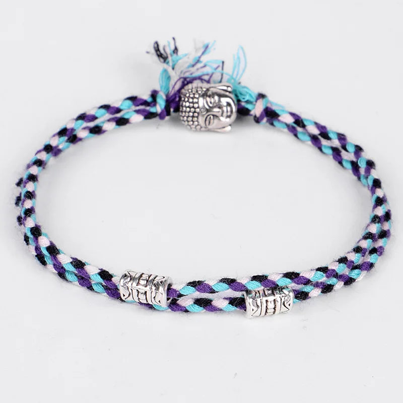 Buddha Head Bracelet Woven Cotton | Adjustable Buddhist Meditation Bracelet | Buddhive