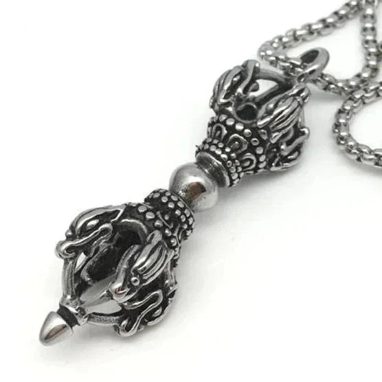 Buddhist Protection Amulet Stainless Steel Necklace - Spiritual Talisman Pendant | Buddhive