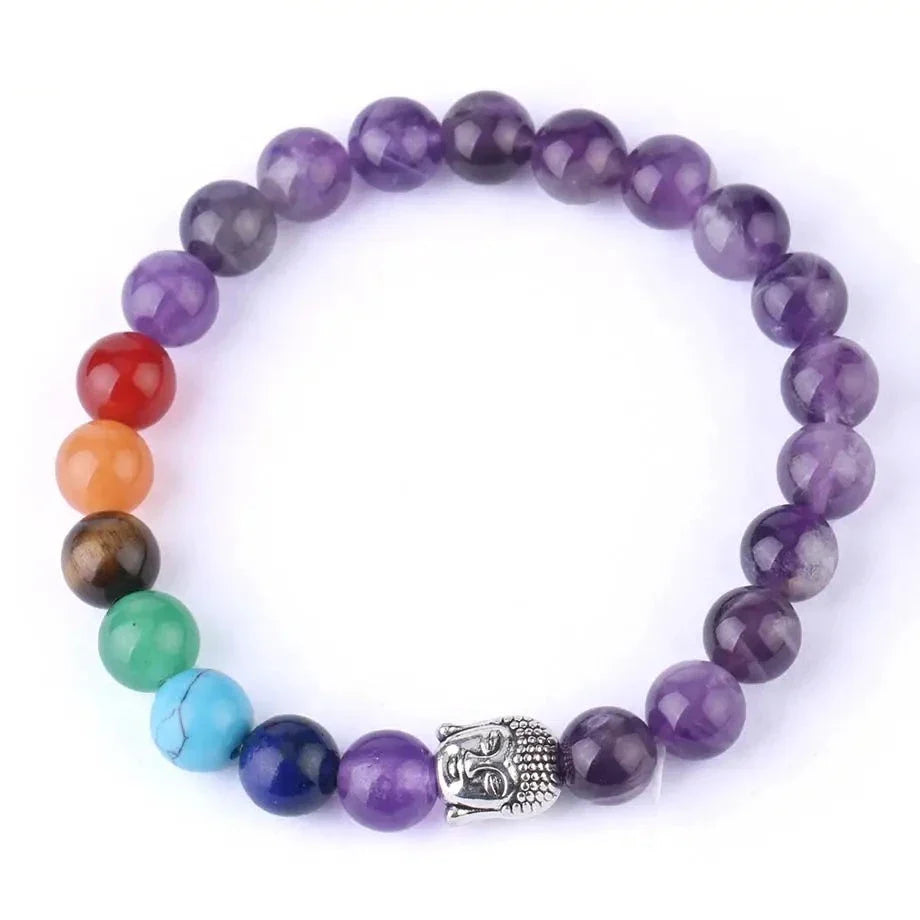 7 Chakra Bracelet with Buddha Head - Natural Stone Energy Healing Jewelry | Buddhive