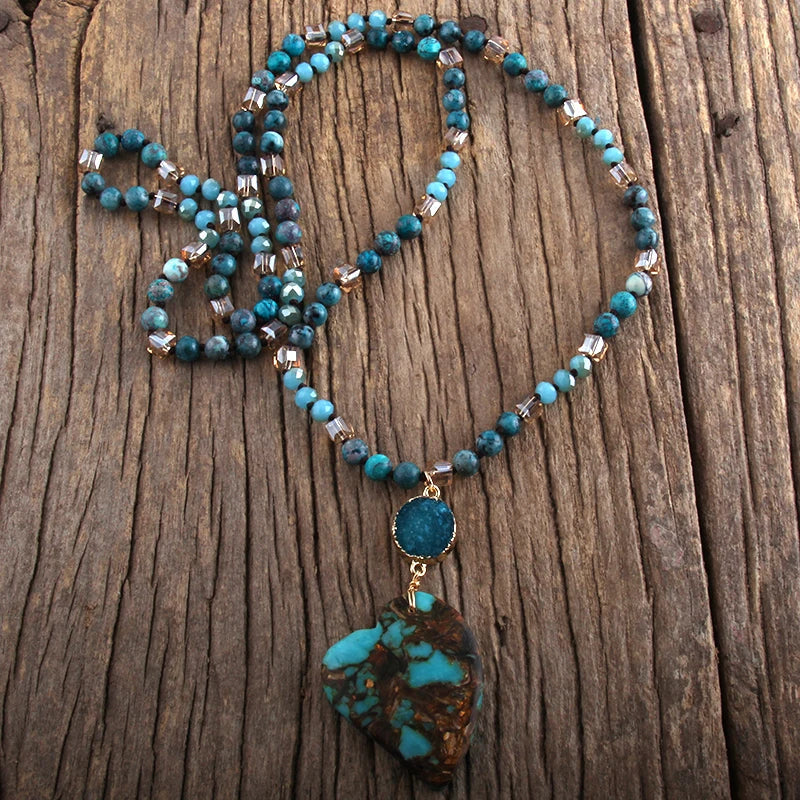 Blue Heart Gemstone Necklace - Natural Stone Pendant - Buddhist Jewelry | Buddhive