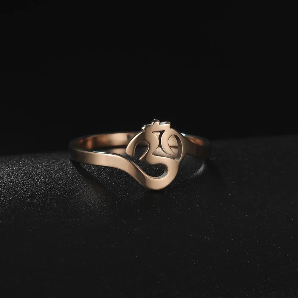 Om Ring Gold Stainless Steel Buddhist Jewelry - Meditation & Spiritual Wear | Buddhive