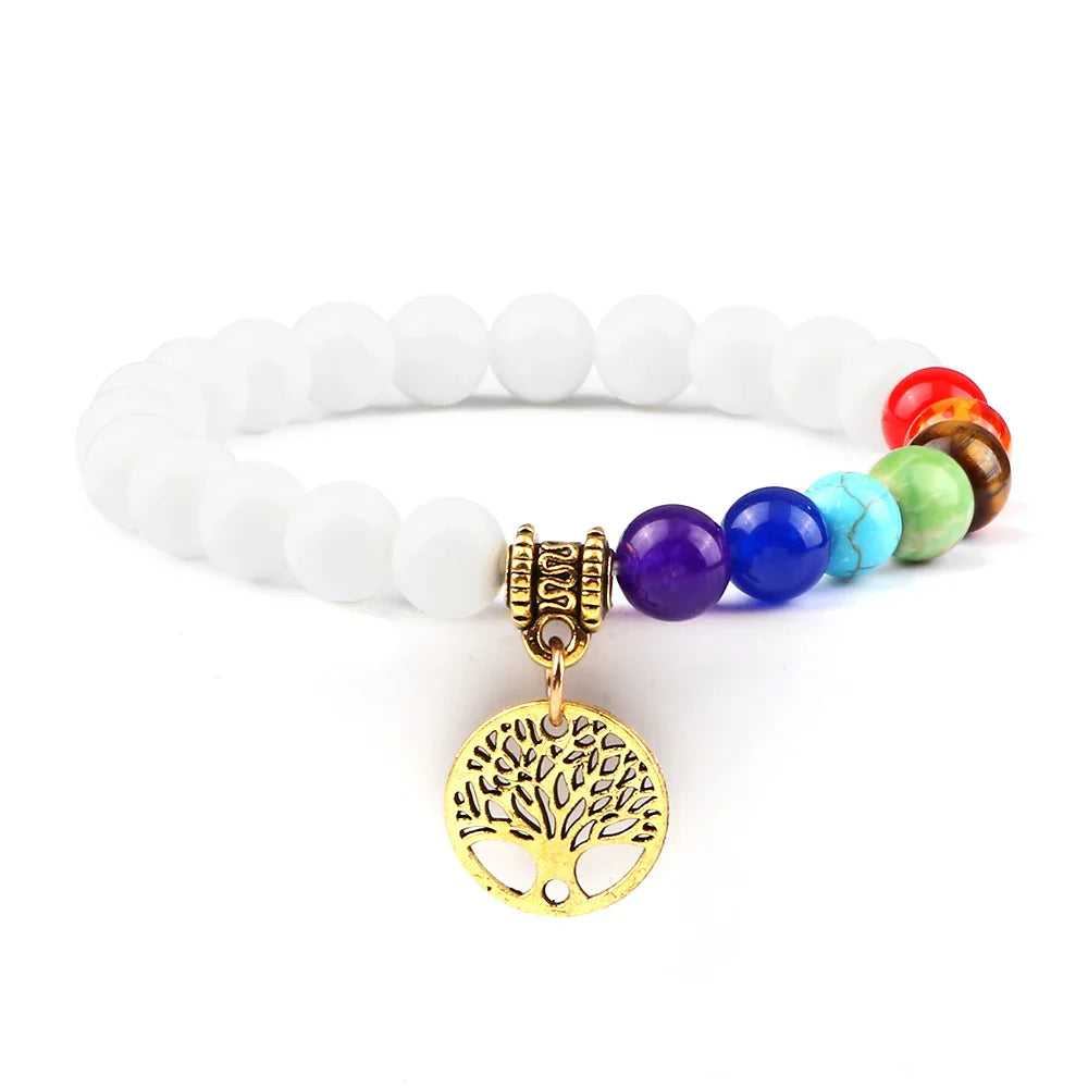 7 Chakra Bracelet Tree of Life Charm Natural Stone - Healing Energy & Balance | Buddhive
