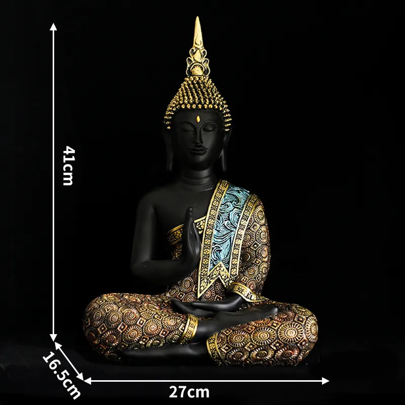 Thai Buddha Statue - Hand-Painted Black & Gold Resin - Traditional Thailand Style | Buddhive