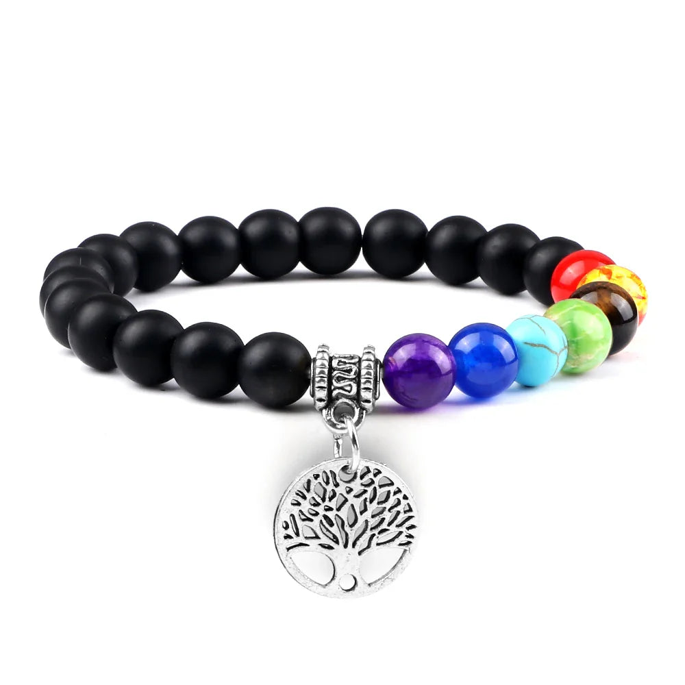 7 Chakra Bracelet Tree of Life Charm Natural Stone - Healing Energy & Balance | Buddhive
