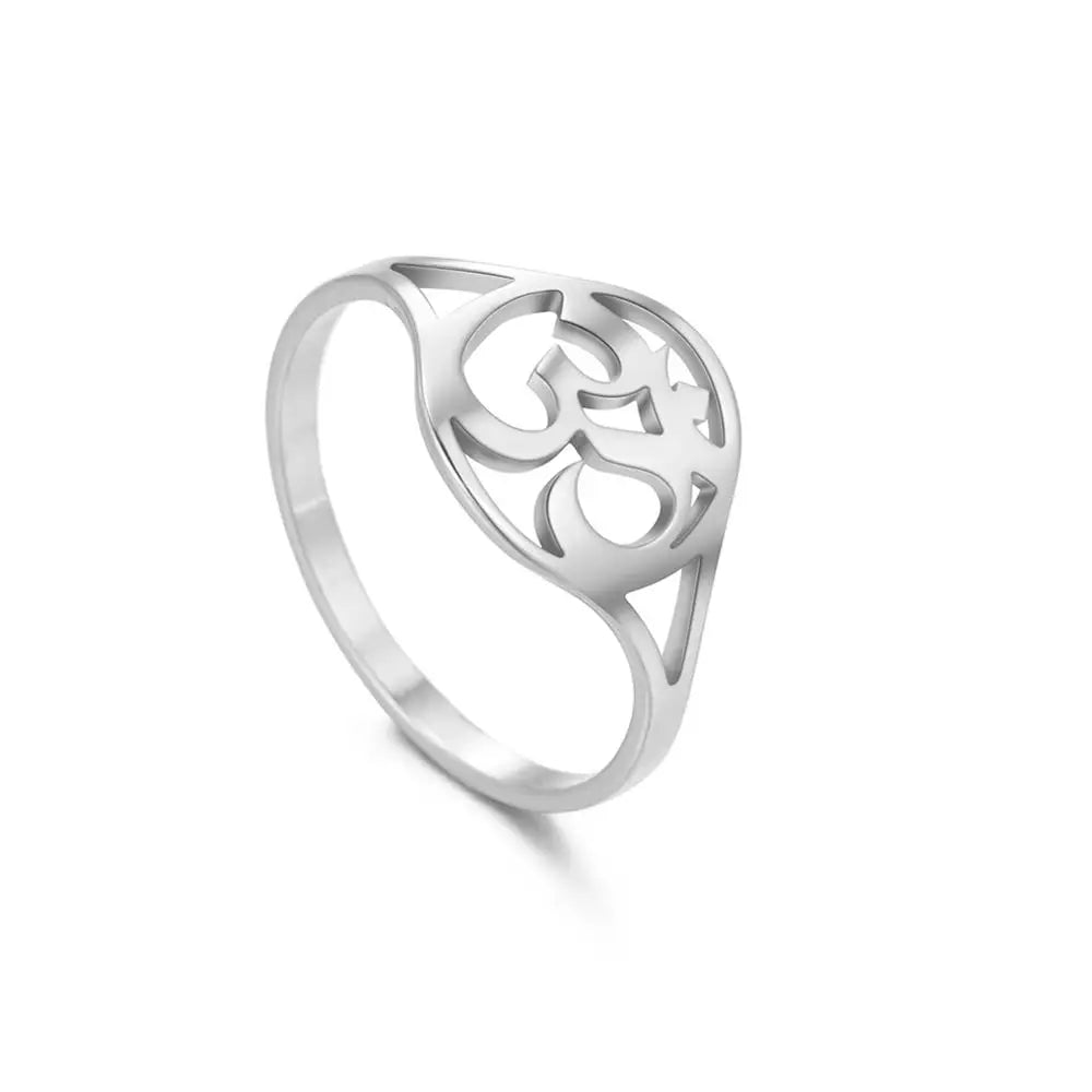 Om Ring Gold Stainless Steel Buddhist Jewelry - Meditation & Spiritual Wear | Buddhive