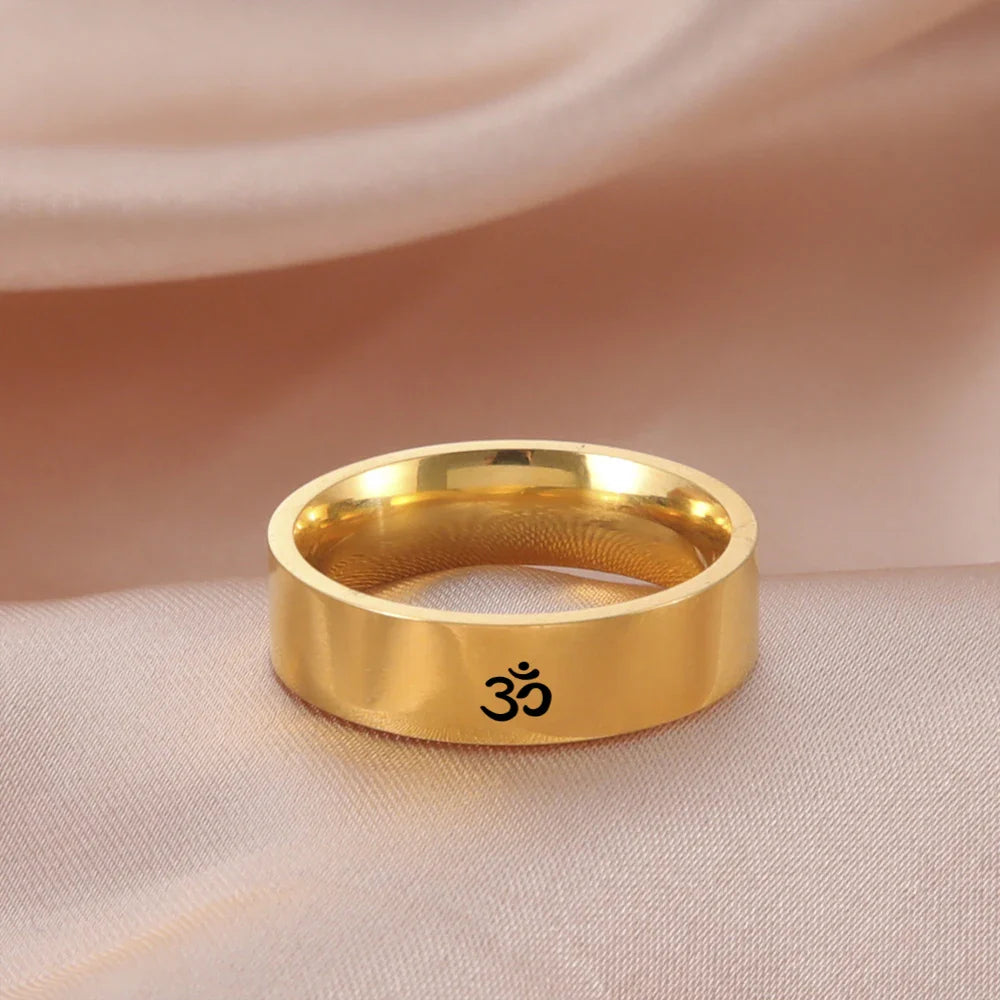 Om Ring Stainless Steel Buddhist Jewelry - Sacred Symbol Mantra Band | Buddhive