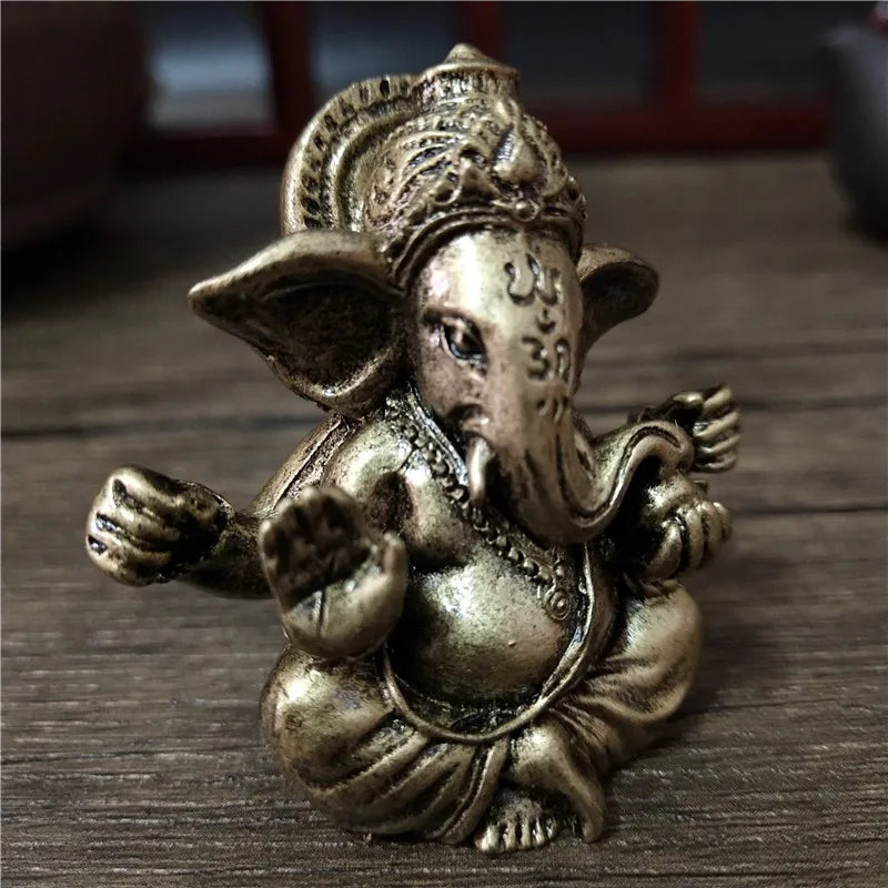 Ganesh Statue Resin Bronze Finish - Handcrafted Hindu Elephant God Figurine | Buddhive