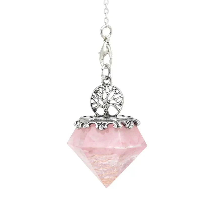 Natural Stone Diamond Pendant Necklace - Gemstone Buddhist Jewelry for Meditation | Buddhive