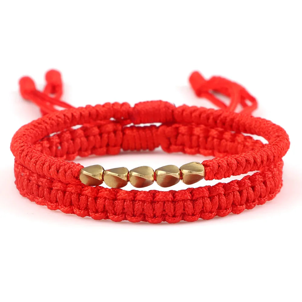 Buddhist Red String Bracelet - Double Wrap Adjustable Lace Design - Protection & Blessings | Buddhive
