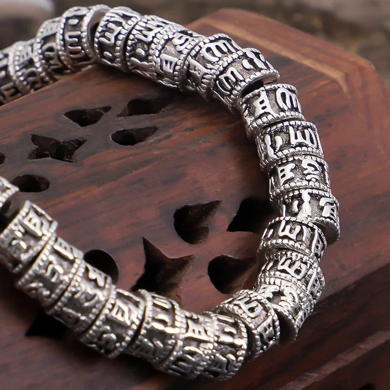 Tibetan White Copper Om Bracelet - Adjustable Buddhist Meditation Bracelet | Buddhive