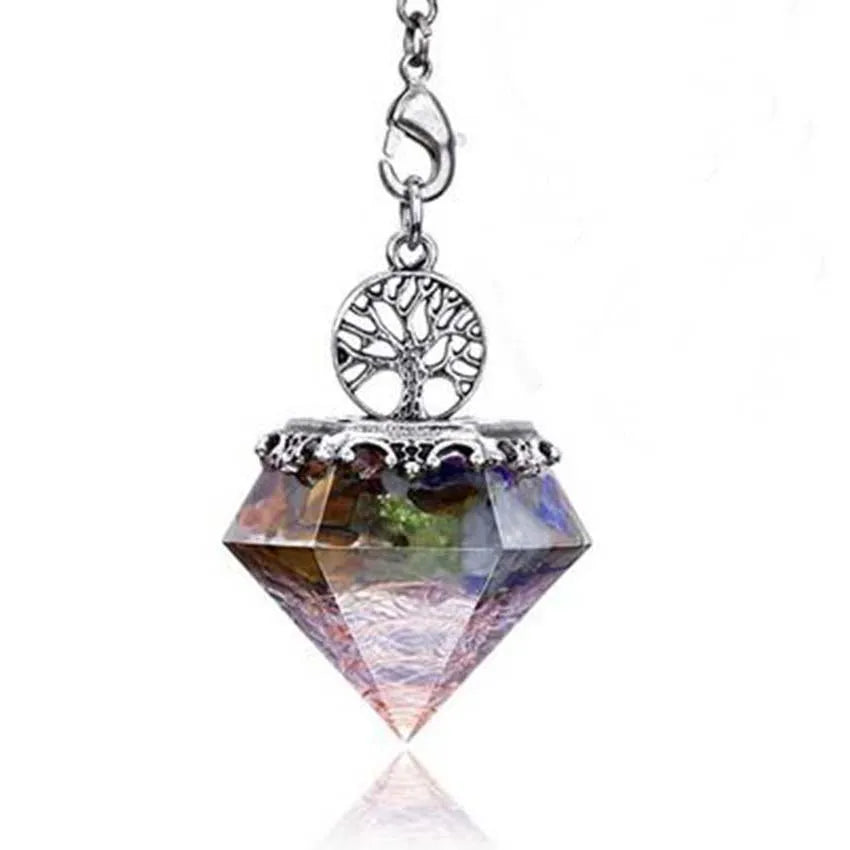 Natural Stone Diamond Pendant Necklace - Gemstone Buddhist Jewelry for Meditation | Buddhive